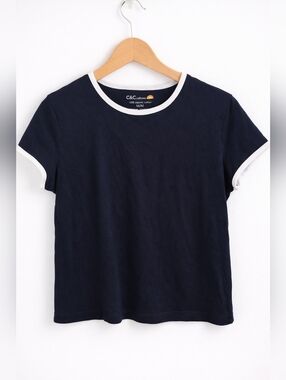 C&C California Navy Ringer Tee | Organic Cotton | Size M